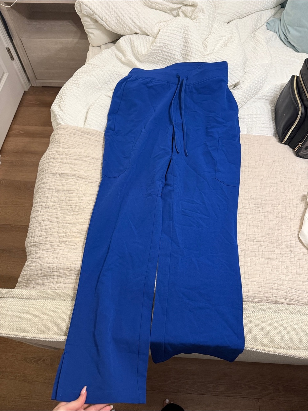 Mandala straight leg royal blue scrub pants